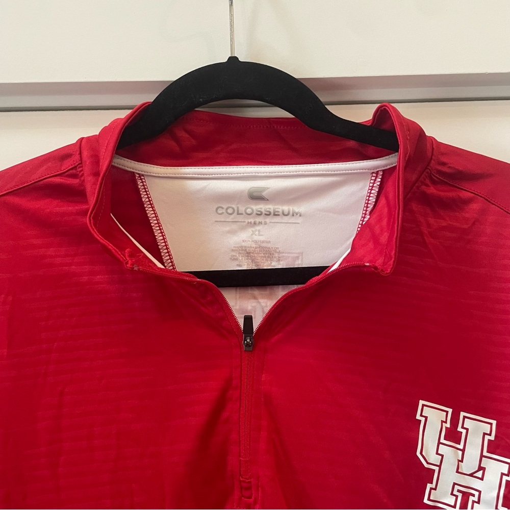 University of Houston Men's Red and White Long Sleeve Quarter-Zip Shirt size XL - Picture 4 of 6